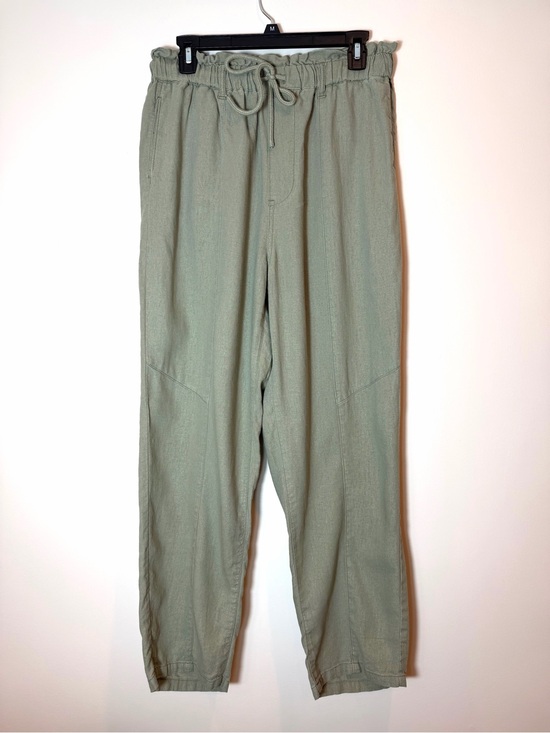 Pants - Risen Linen Blend Light Oilive Green Paperbag Drawstring Pants Size Large